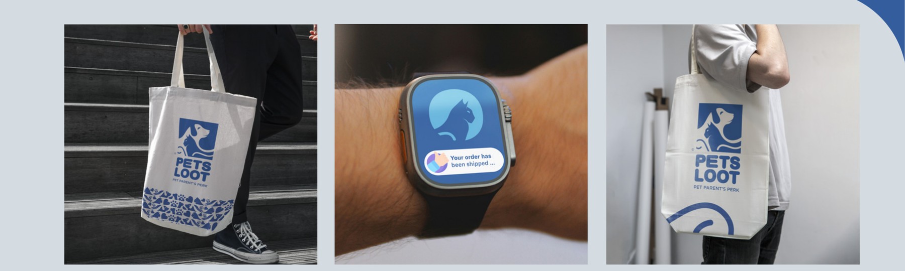 Pets Loot — tote bag and Apple Watch app notification