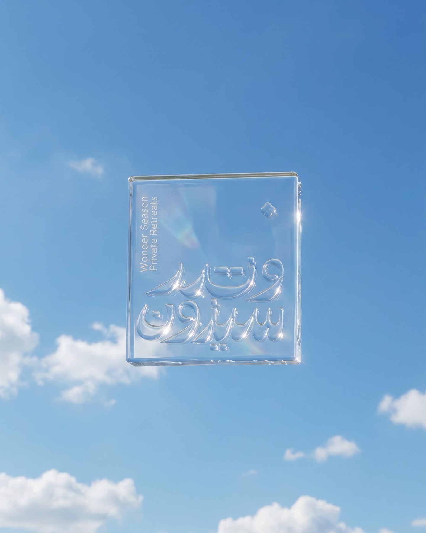 Wonder Season — glass cube logo mockup